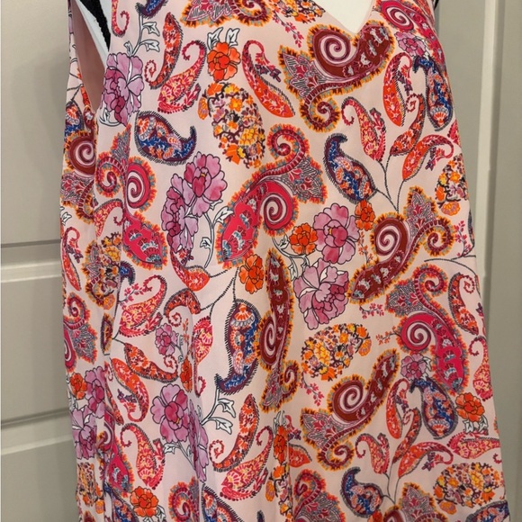 NWT St.Tropez colorful pink paisley patterned tank blouse size L - Picture 3 of 12